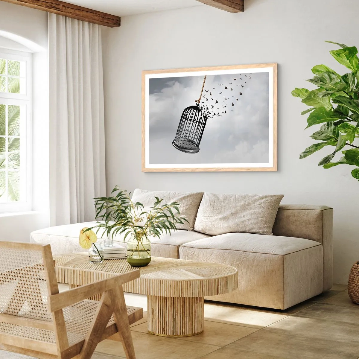 Plakát v rámu světlý dub - Víra… naděje… svoboda! - 50x40 cm