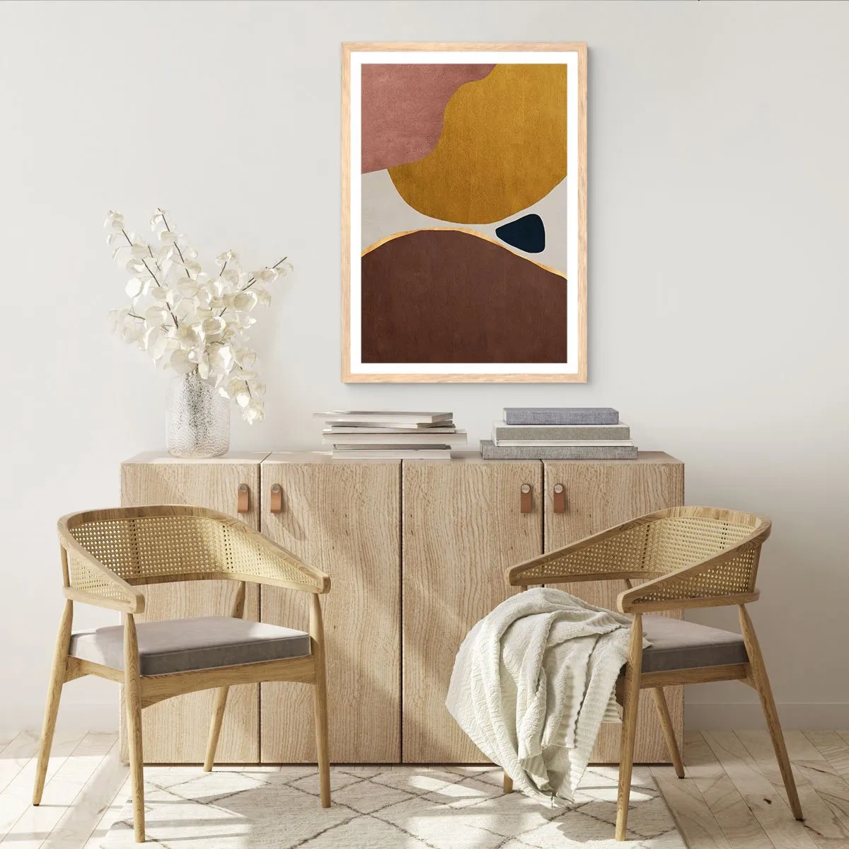 Plakát v rámu světlý dub - Abstrakce – místo v prostoru - 40x50 cm