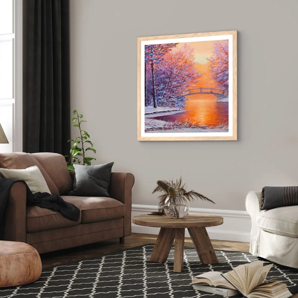 Plakát v rámu světlý dub - Sejdeme se zde - 40x40 cm