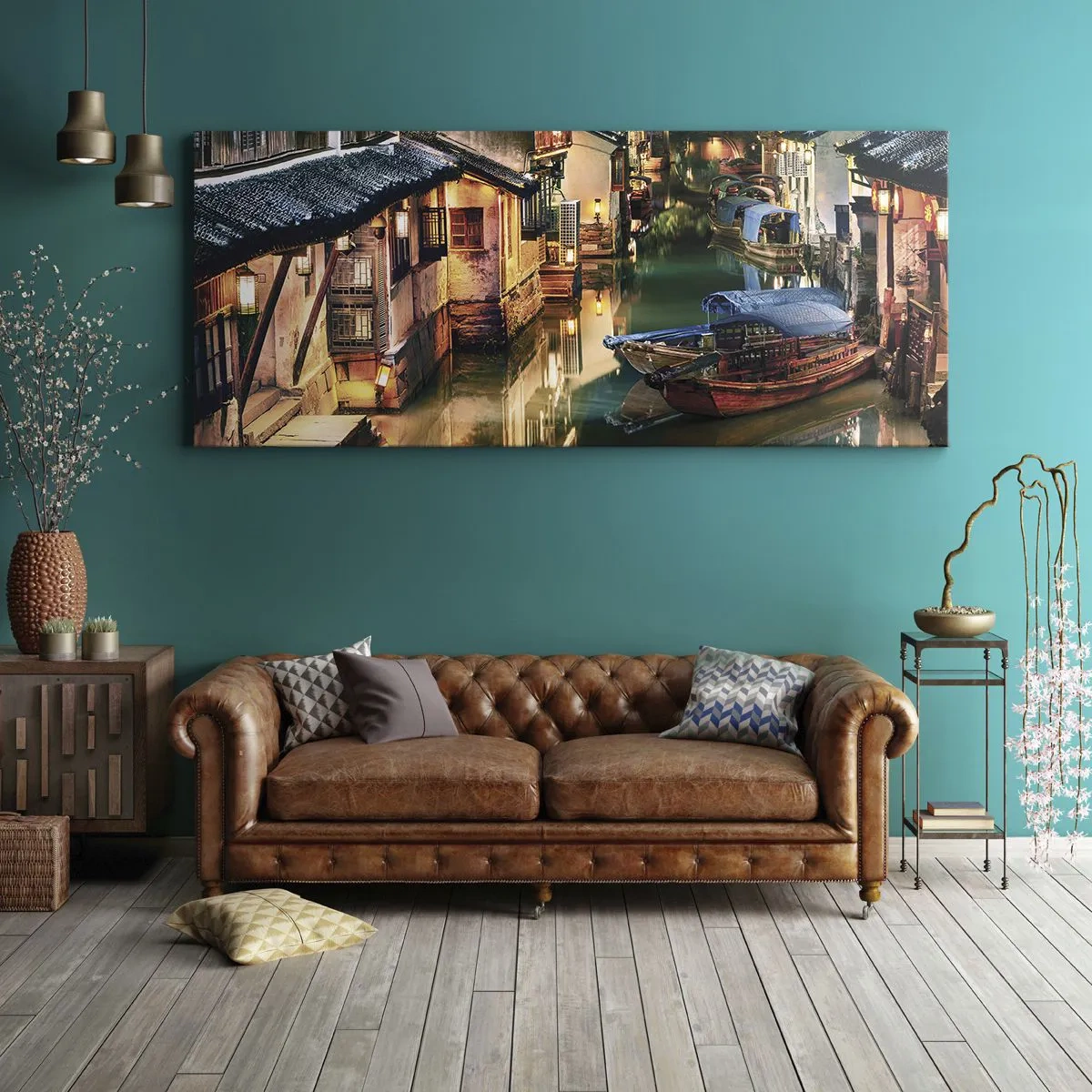 Obraz na plátně - Večer na čínské ulici - 100x40 cm