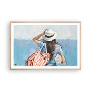 Plakát v rámu světlý dub - Vítej na dovolené - 91x61 cm