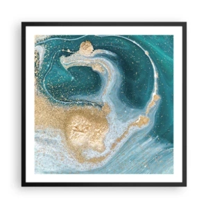 Plakát v černém rámu - Vír zlaté a tyrkysové - 60x60 cm