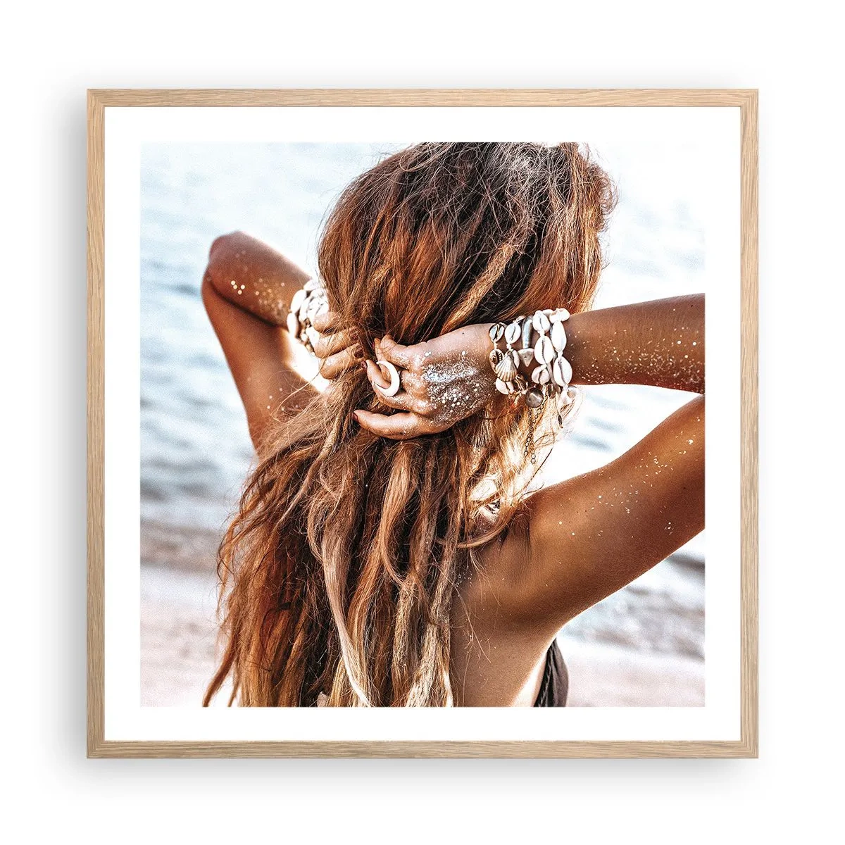 Plakát v rámu světlý dub - Sestra vody a slunce - 60x60 cm