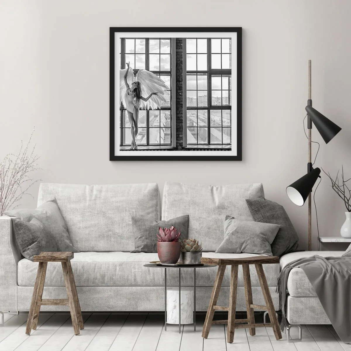 Plakát v černém rámu - Město andělů? - 30x30 cm