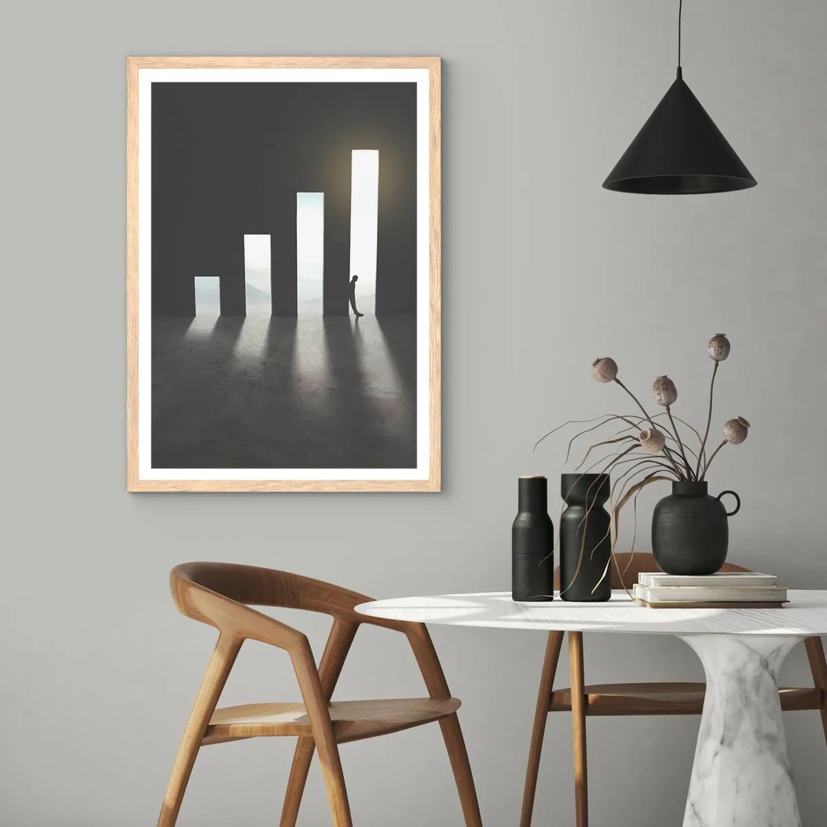 Plakát v rámu světlý dub - Úspěch – imprese - 40x50 cm