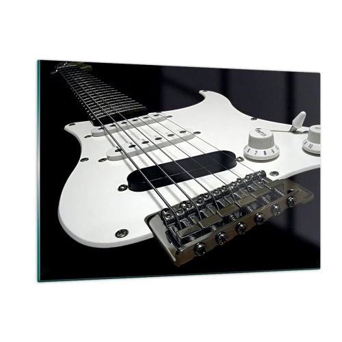 Obraz na skle - Zvuk skrytý v bílé - 120x80 cm