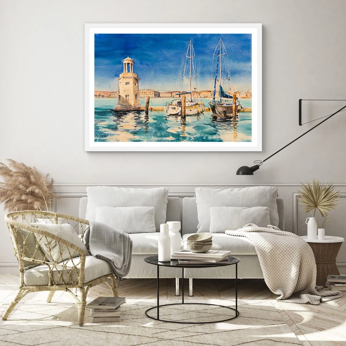 Plakát v bílém rámu - Slunečná laguna - 100x70 cm