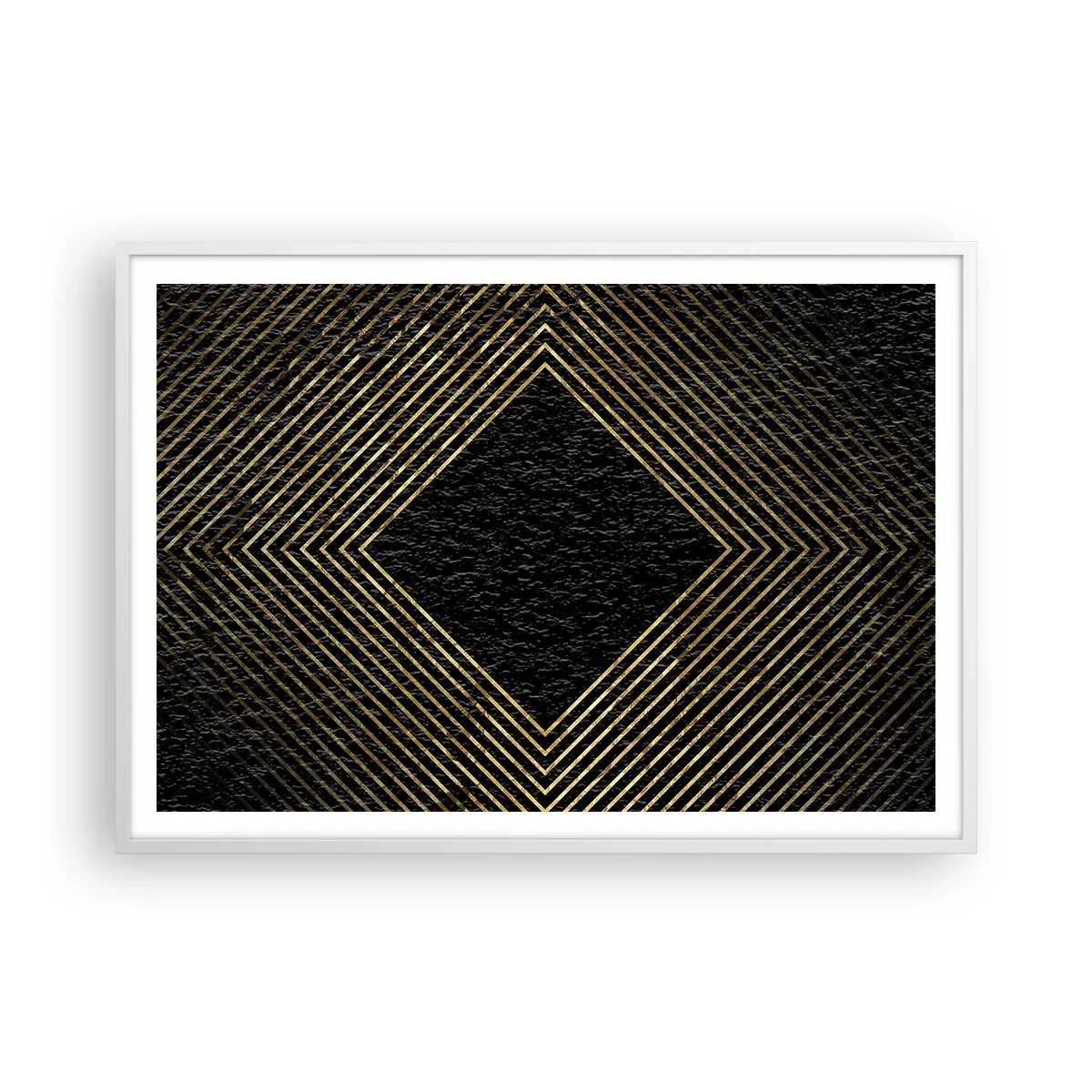 Plakát v bílém rámu - Geometrie ve stylu glamour - 100x70 cm