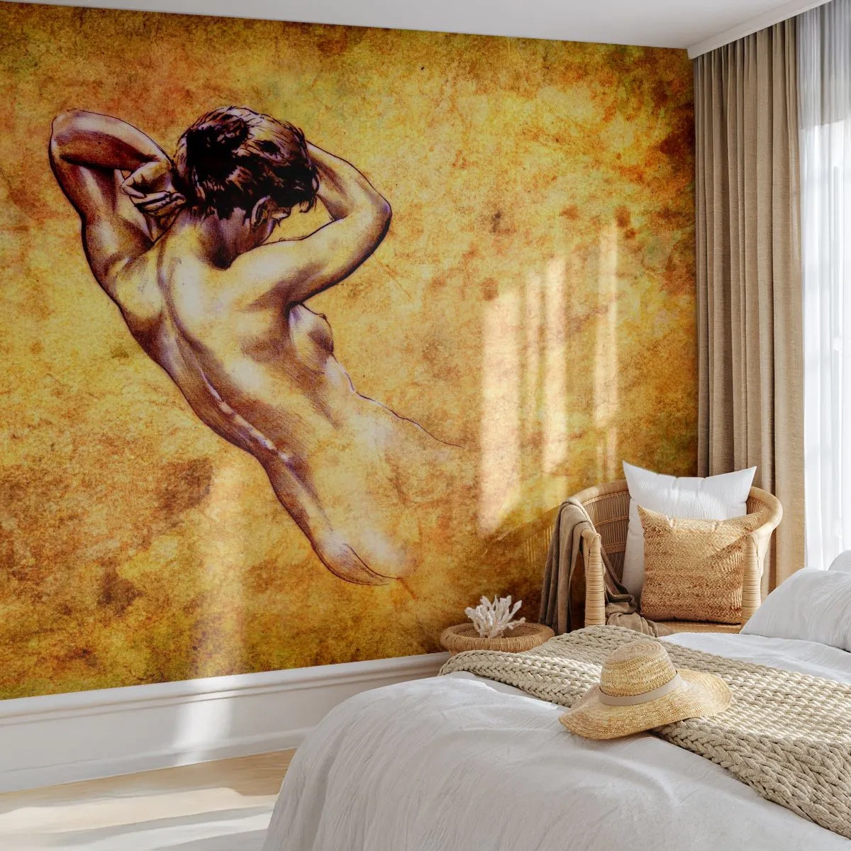 Fototapeta Samolepicí Deluxe Sticker - Odhalené, ale stále tajemství - Žena, Akt, Kus - 250x175 cm
