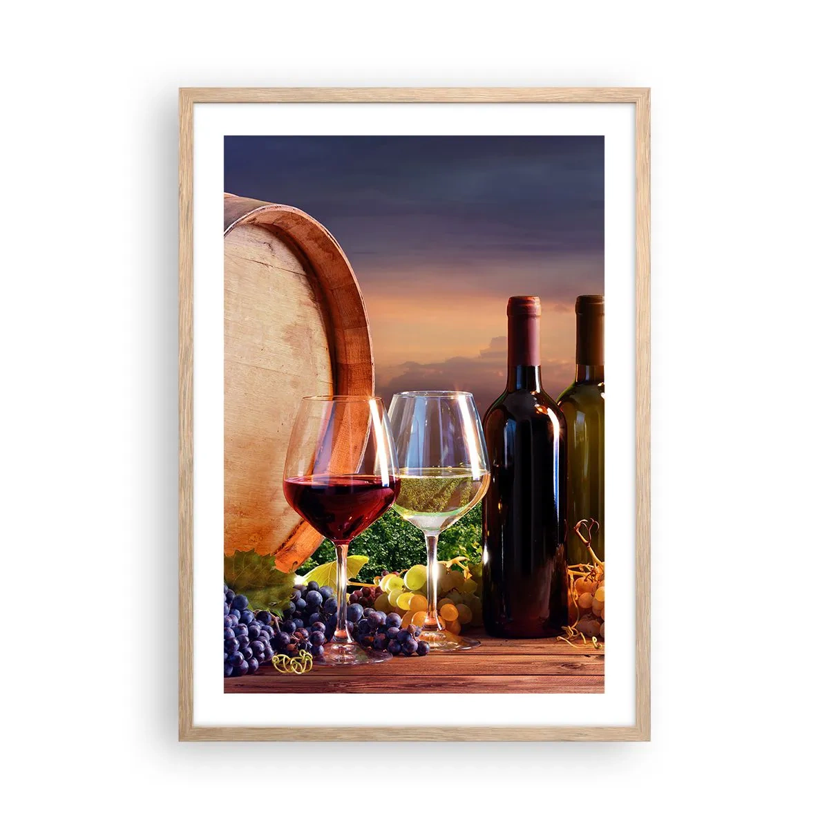 Plakát v rámu světlý dub - Tady má život chuť - 50x70 cm