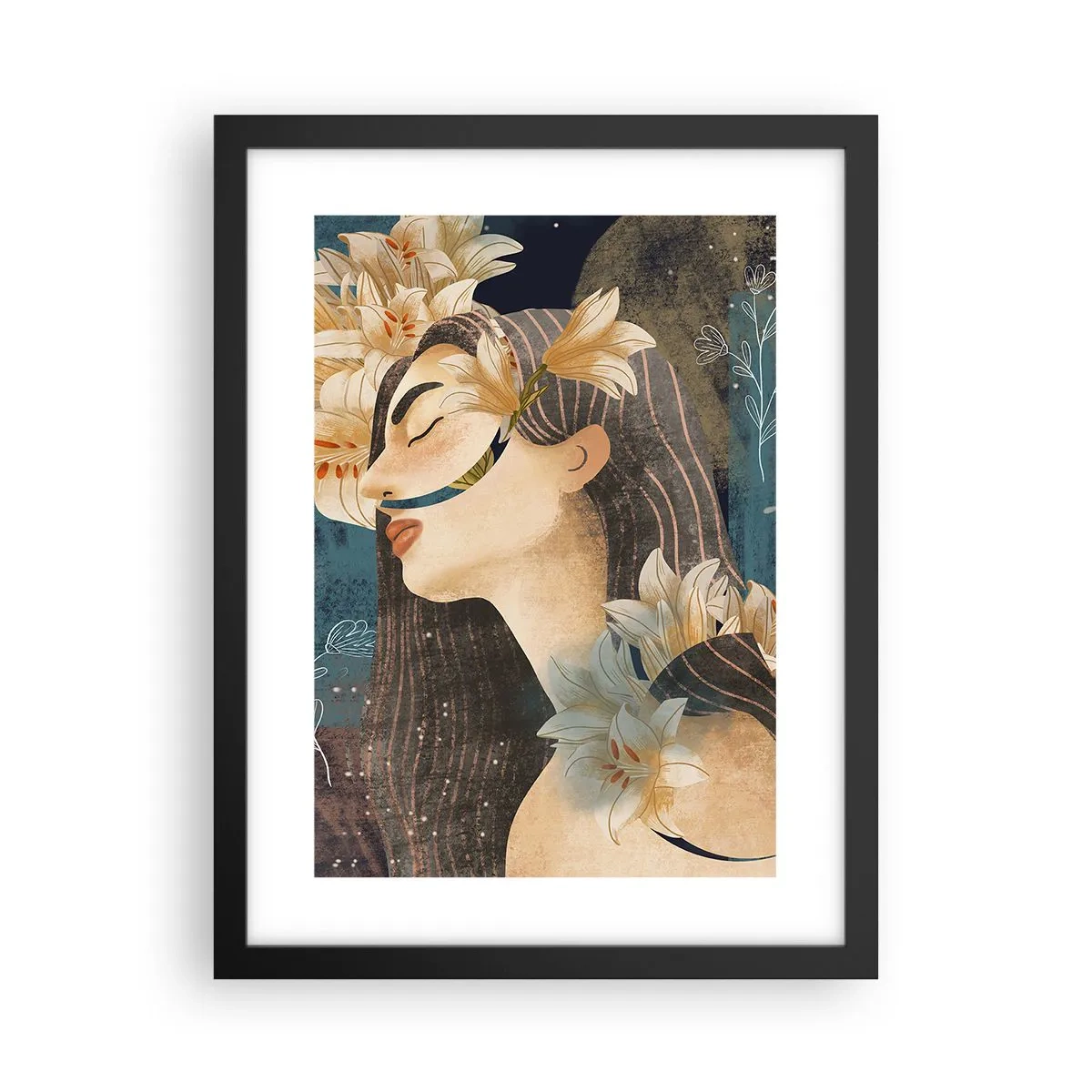 Plakát v černém rámu - Pohádka o princezně s liliemi - 30x40 cm