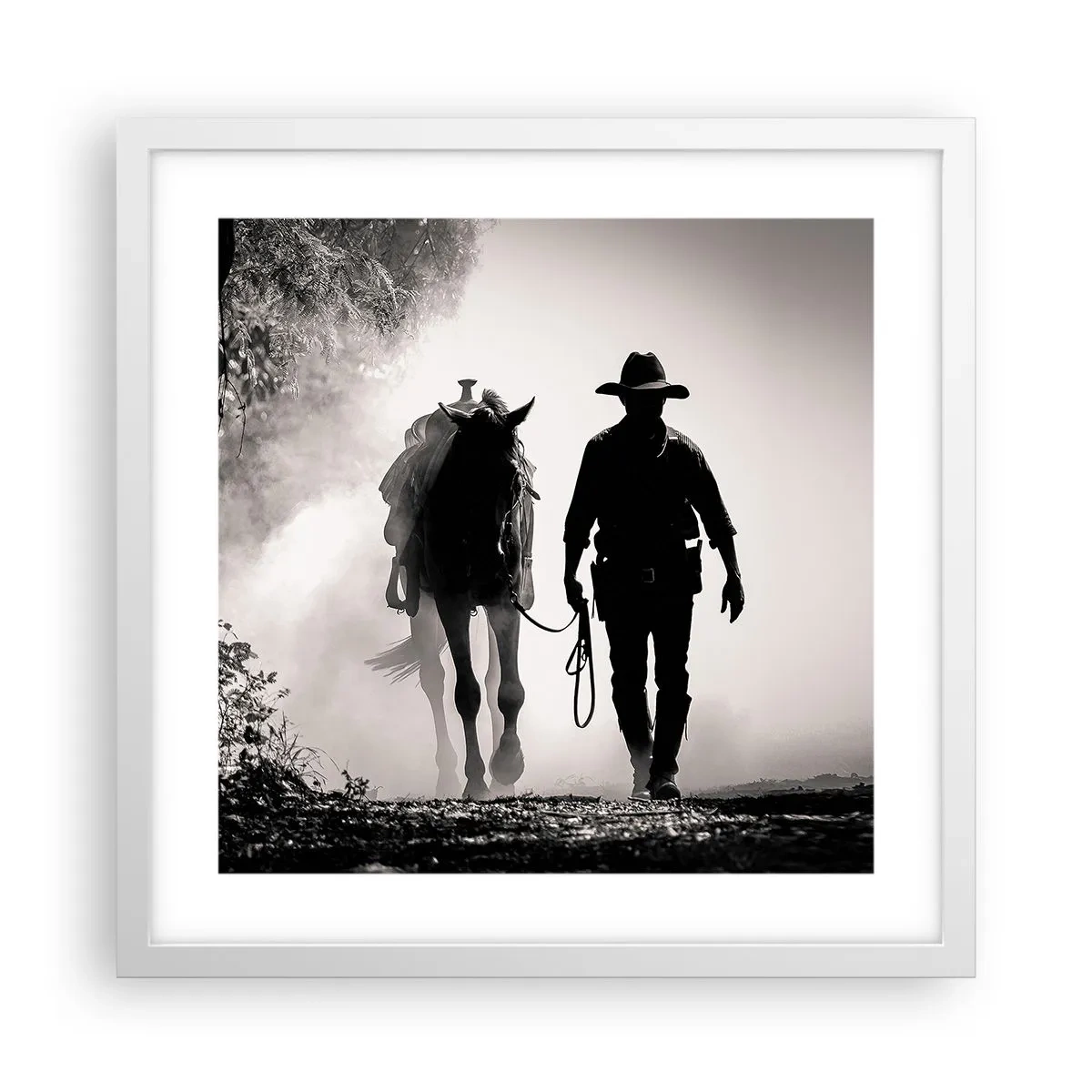Plakát v bílém rámu - Texaské ráno - 40x40 cm