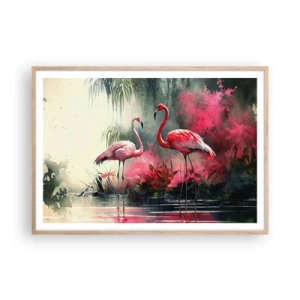 Plakát v rámu světlý dub - Hodiny přírodního kouzla - 100x70 cm