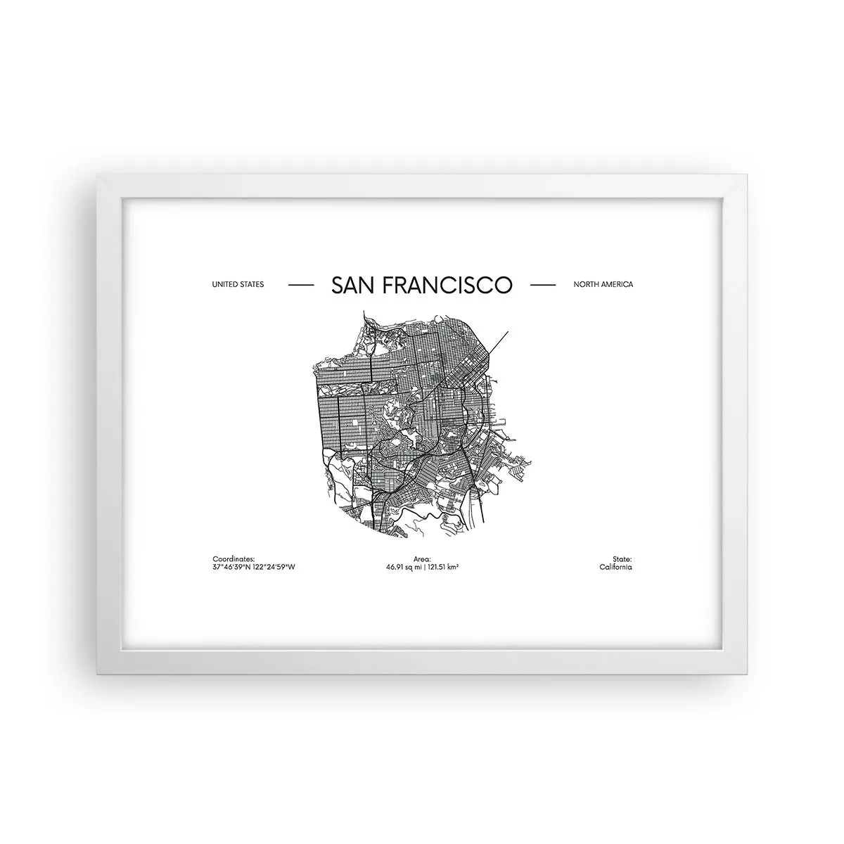 Plakát v bílém rámu - Anatomie San Francisca - 40x30 cm