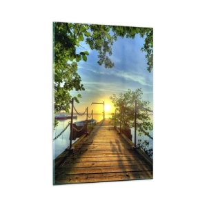 Obraz na skle - Západ u vody - 80x120 cm