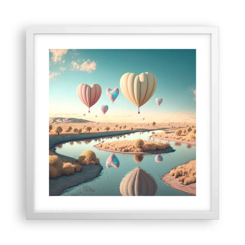 Plakát v bílém rámu - Láska tě nechá vzlétnout - 40x40 cm