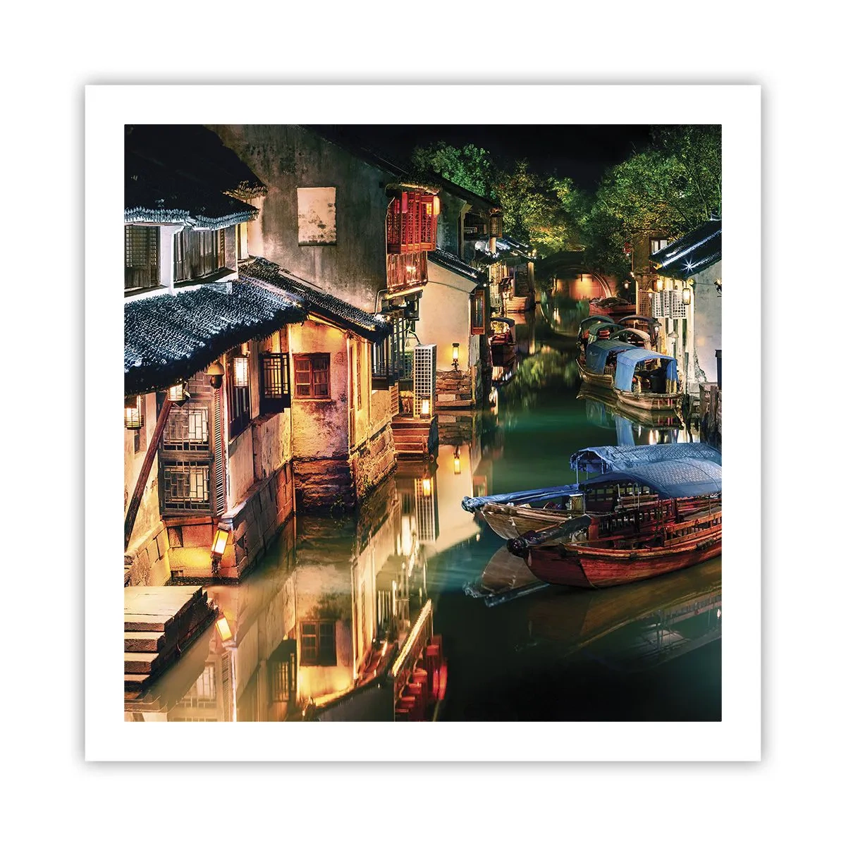 Plakát - Večer na čínské ulici - 60x60 cm