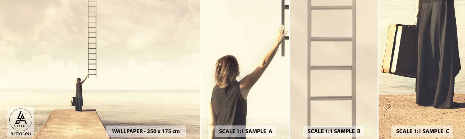 Vzor Fototapety Samolepicí Deluxe Sticker - Magická cesta - Abstrakce, Žena, Žebřík - 100x30 cm