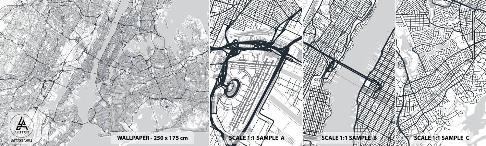Vzor Fototapety Samolepicí Deluxe Sticker - Anatomie metropole - New York, Mapa, Manhattan - 100x30 cm