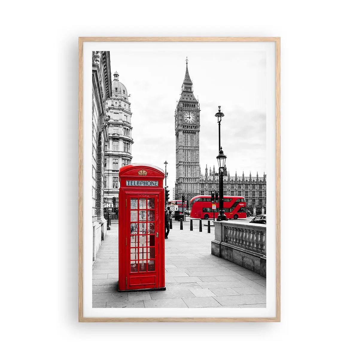 Plakát v rámu světlý dub - Nepochybně Londýn - 70x100 cm