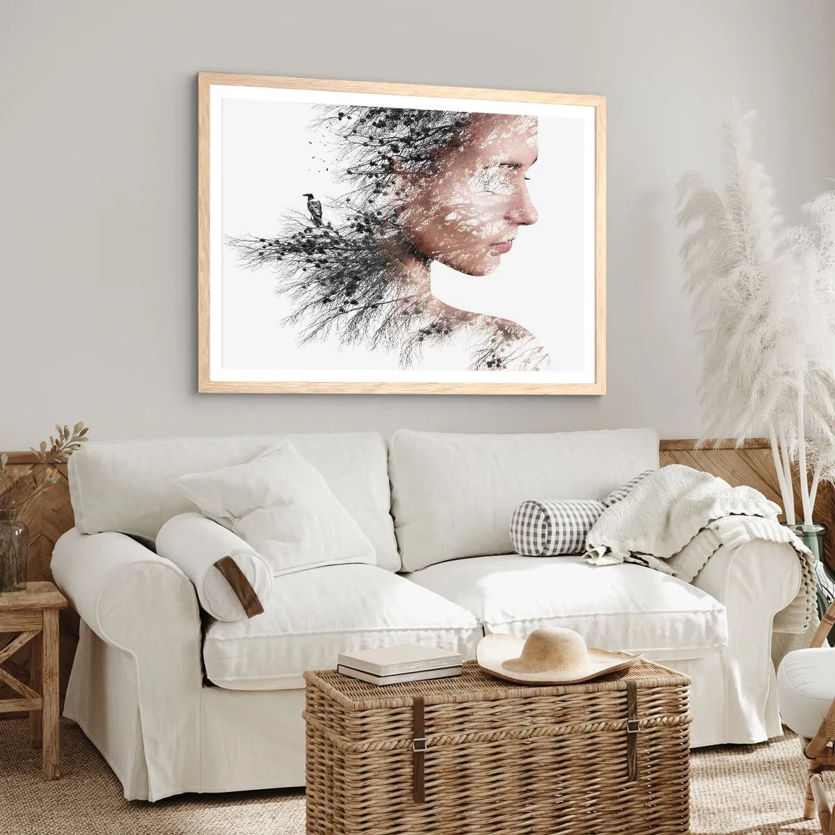 Plakát v rámu světlý dub - Duch lesa - 70x50 cm