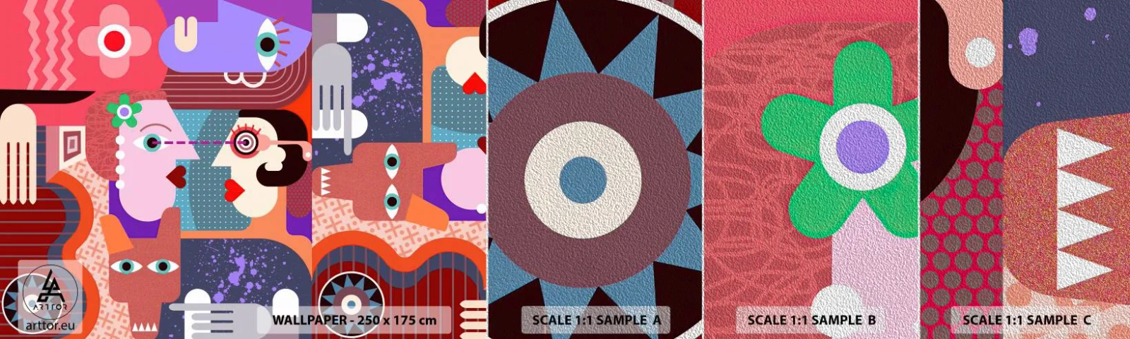 Vzor Fototapety Premium Sand - Tváří v tvář - Abstrakce, Kus, Tváře - 100x30 cm