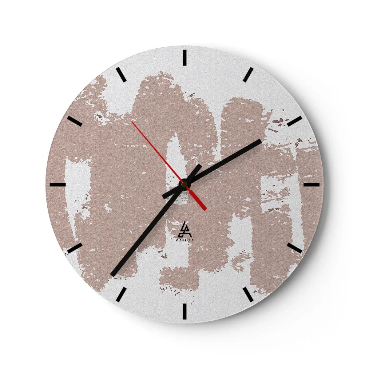 Nástěnné hodiny - Texturální abstrakce v odstínech pudrově růžové - 30x30cm - Abstrakce v jemné růžové - Moderní nástěnná dekorace do obývacího pokoje, kuchyně a ložnice ARTTOR