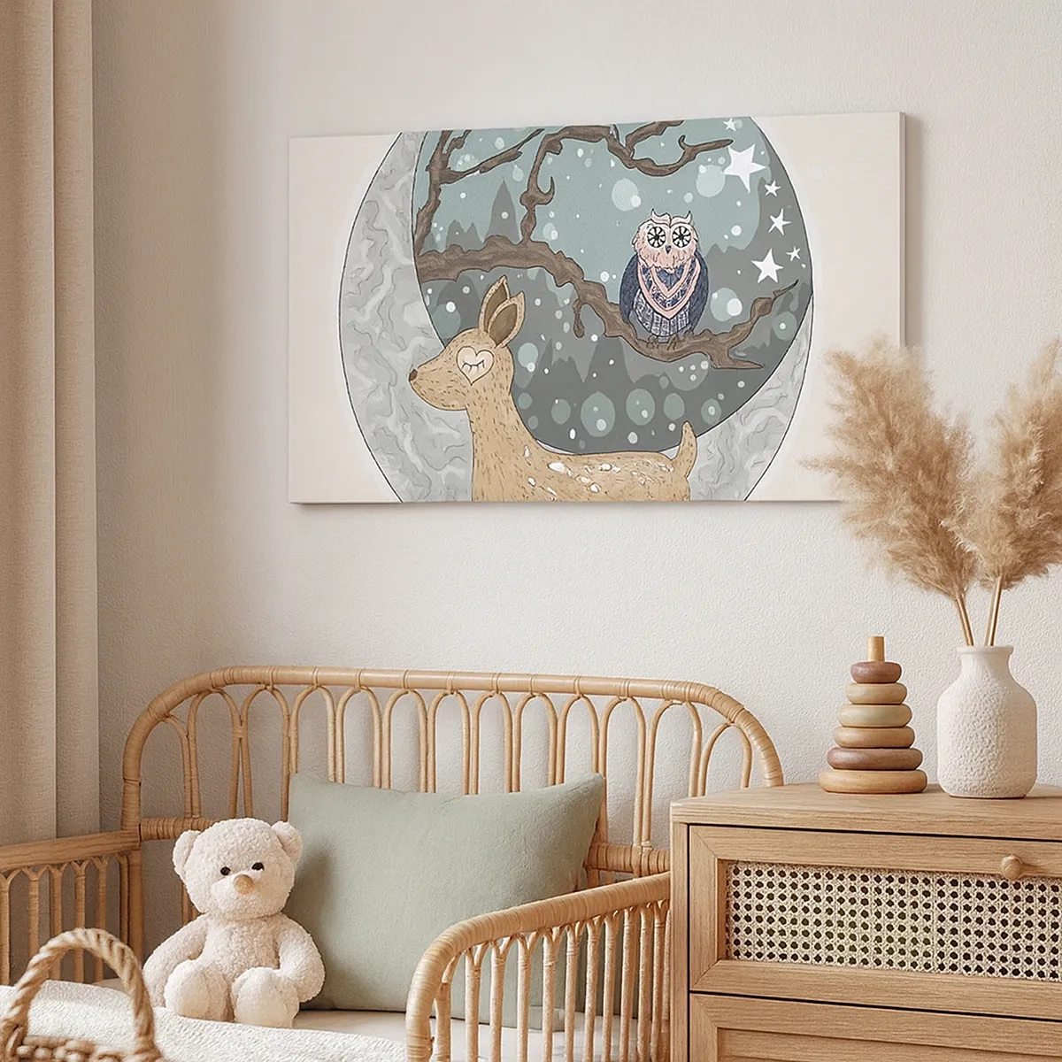 Obraz na plátně - Pohádková, lesní noc - 30x30 cm