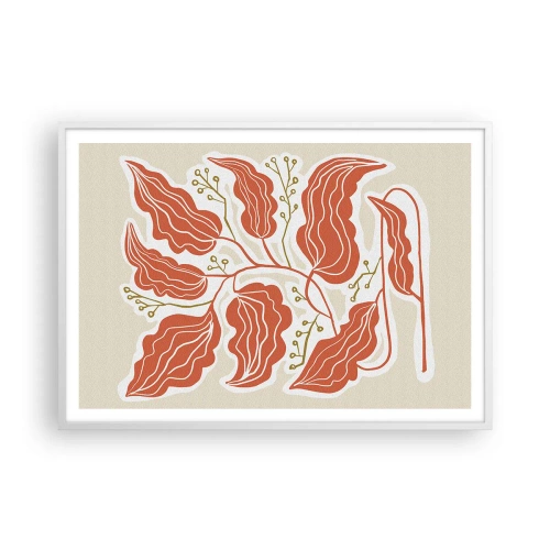 Plakát v bílém rámu - Lidově a korálově - 100x70 cm