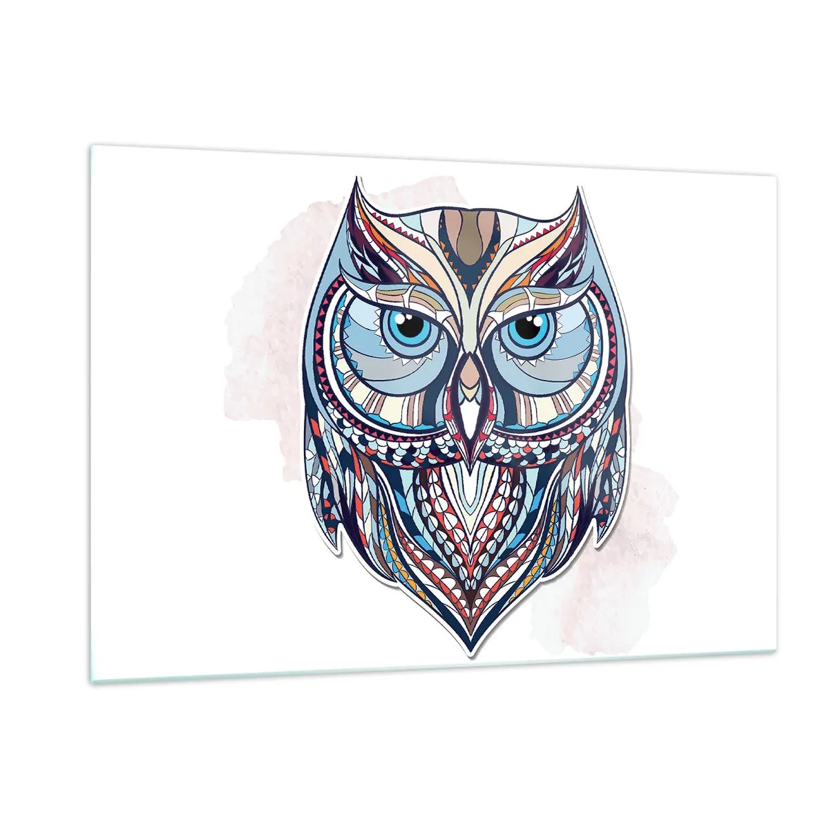 Obraz na skle - Umělecká ozdobná sova - 120x80 cm