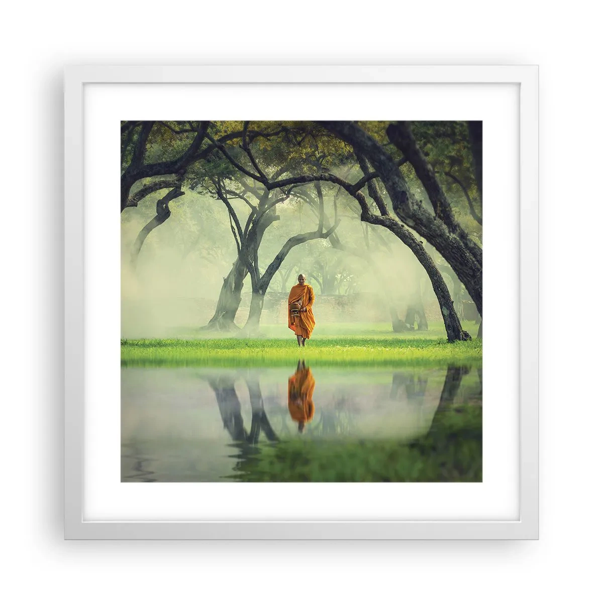 Plakát v bílém rámu - Na cestě k osvícení - 40x40 cm