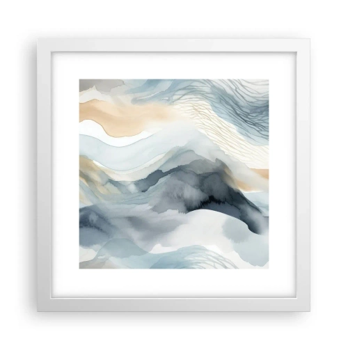 Plakát v bílém rámu - Abstrakce sněhu a mlhy - 30x30 cm