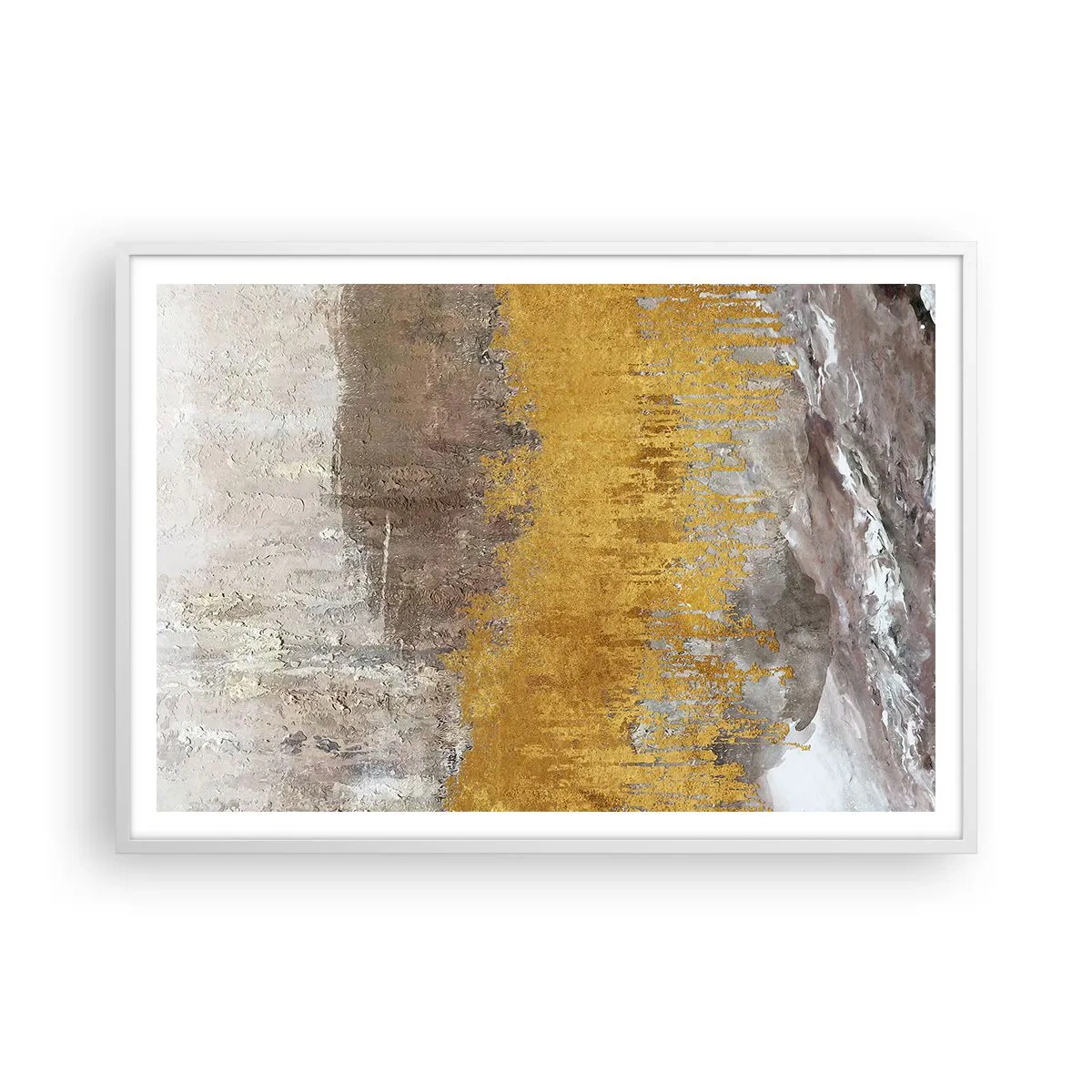 Plakát v bílém rámu - Zlatistý závan - 100x70 cm