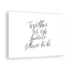Obraz na skle - Minimalistický kaligrafický nápis na bílém pozadí - 70x50cm - Cítíte to také? - Moderní nástěnná dekorace do obývacího pokoje a ložnice ARTTOR