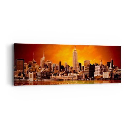 Obraz na plátně - Panorama velkoměsta ve žluté a hnědé - 90x30 cm