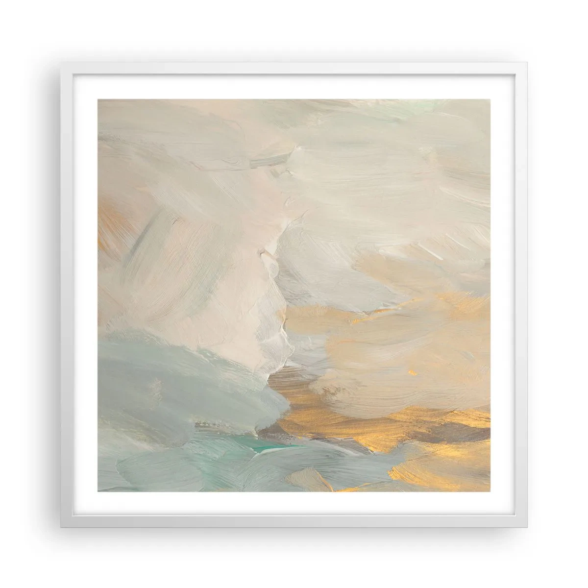 Plakát v bílém rámu - Abstrakce – krajina něhy - 60x60 cm