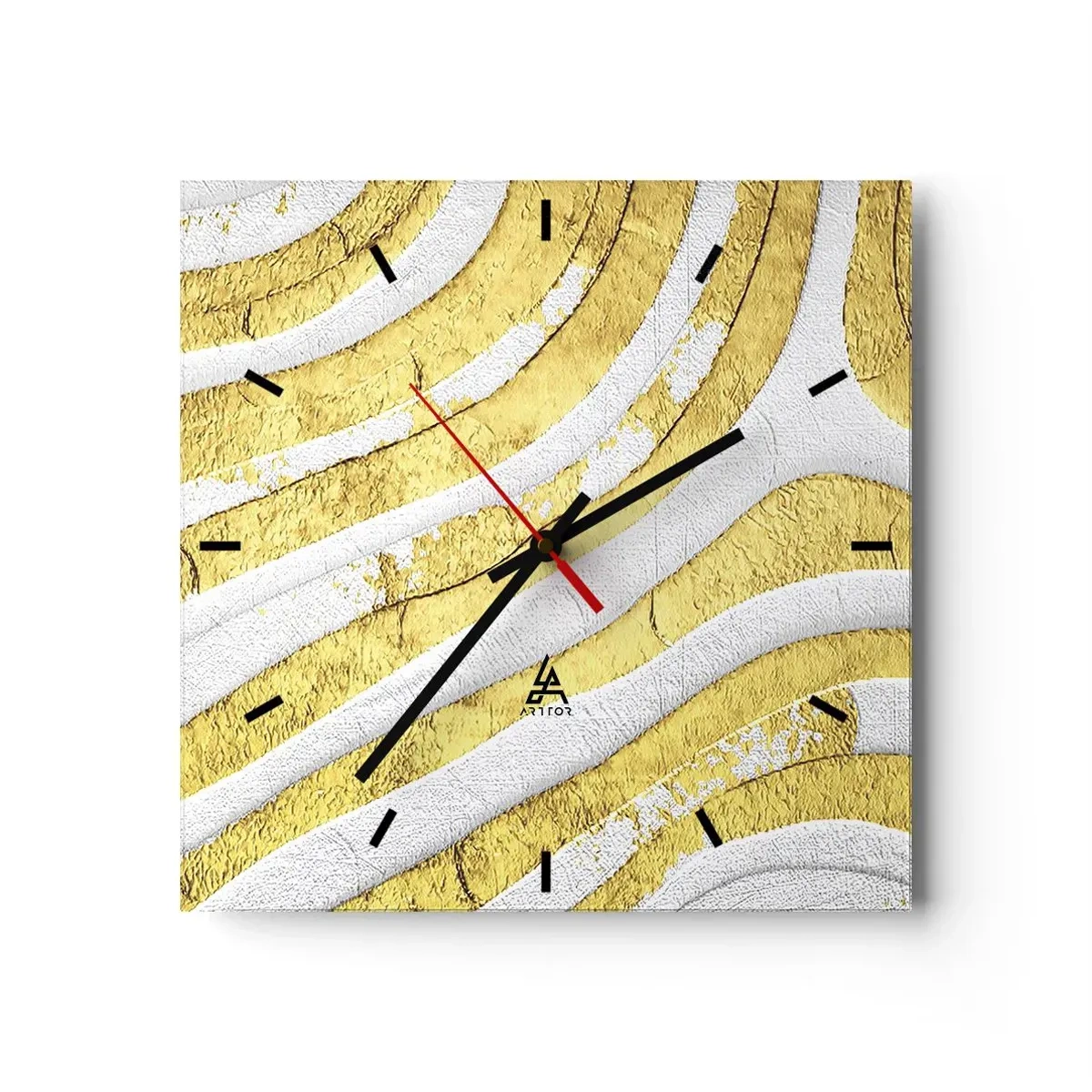 Nástěnné hodiny - Kompozice v bílé a zlaté - 30x30 cm