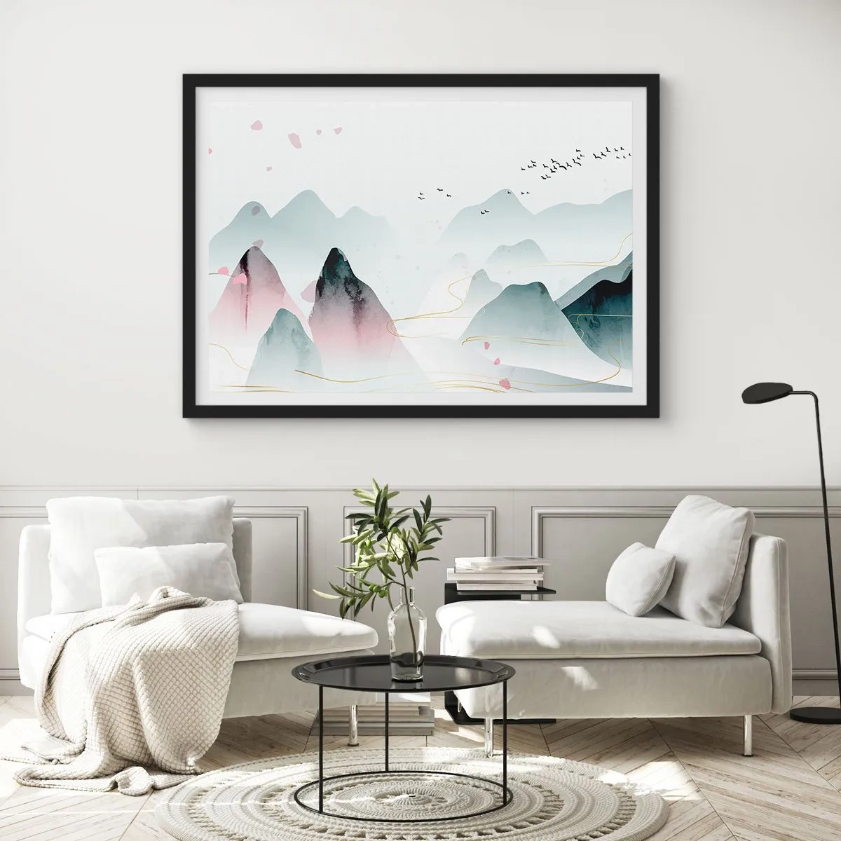 Plakát v černém rámu - Přes vrcholy - 100x70 cm