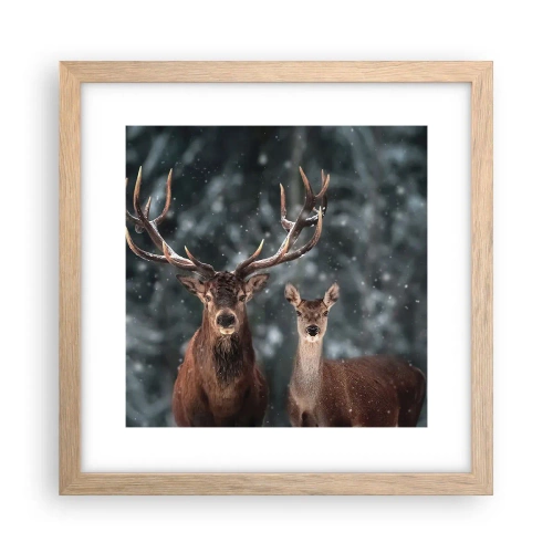 Plakát v rámu světlý dub - Pán lesa se svou ženou - 30x30 cm