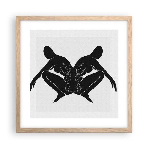 Plakát v rámu světlý dub - Společná duše - 40x40 cm