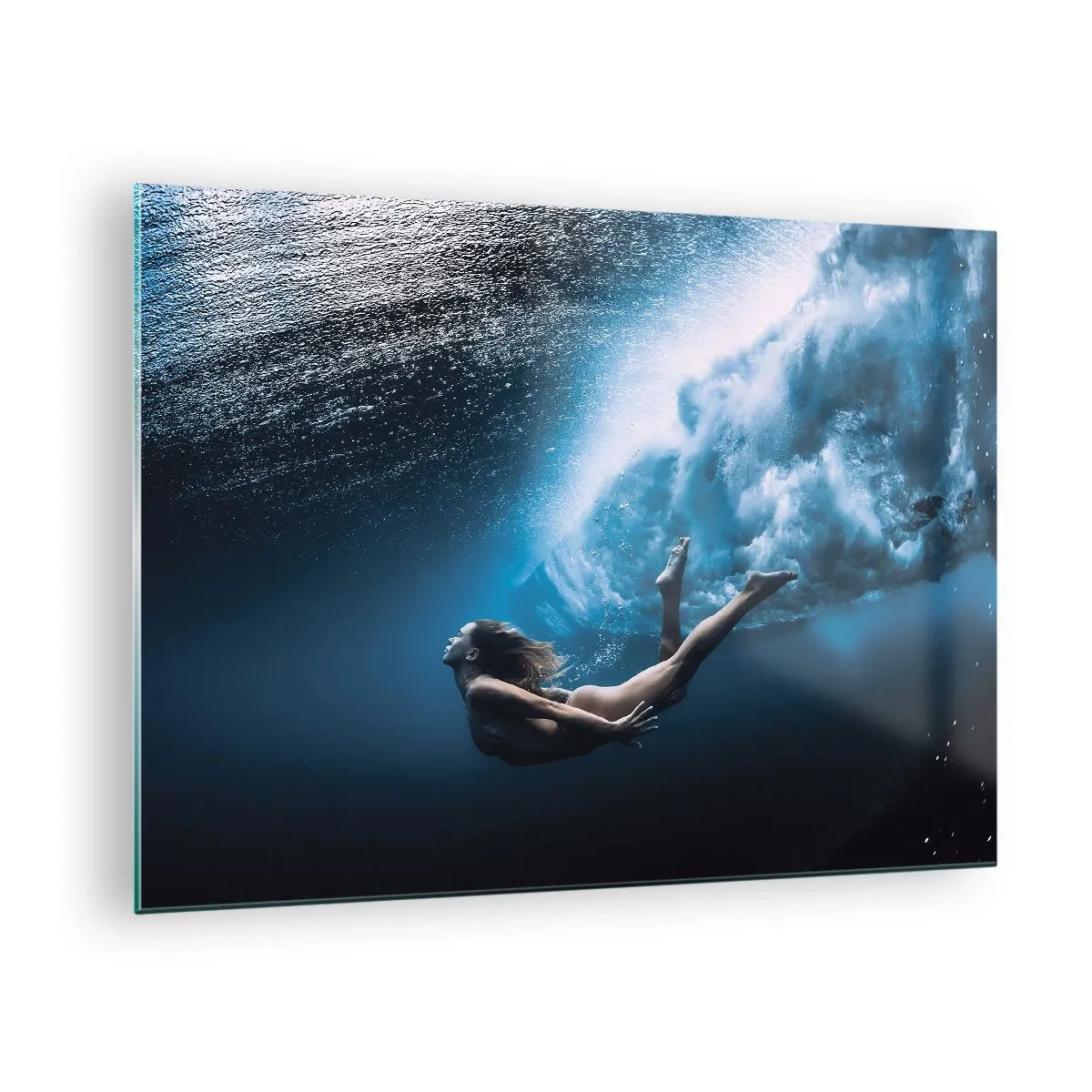 Obraz na skle - Moderní mořská panna - 70x50cm - Současná mořská panna - Moderní nástěnná dekorace do obývacího pokoje a ložnice ARTTOR