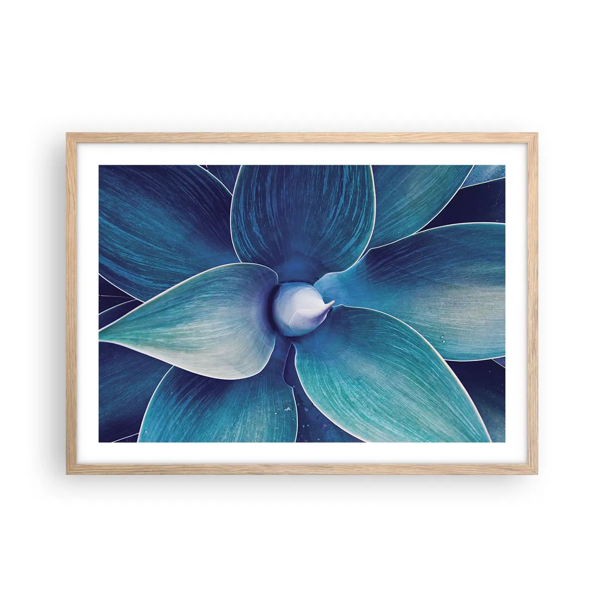 Plakát v rámu světlý dub - Namodralý od nebe - 70x50 cm