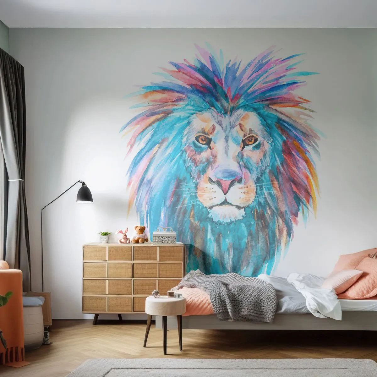 Fototapeta Samolepicí Deluxe Sticker - Elektrizující aura - Zvířata, Lev, Abstrakce - 150x105 cm