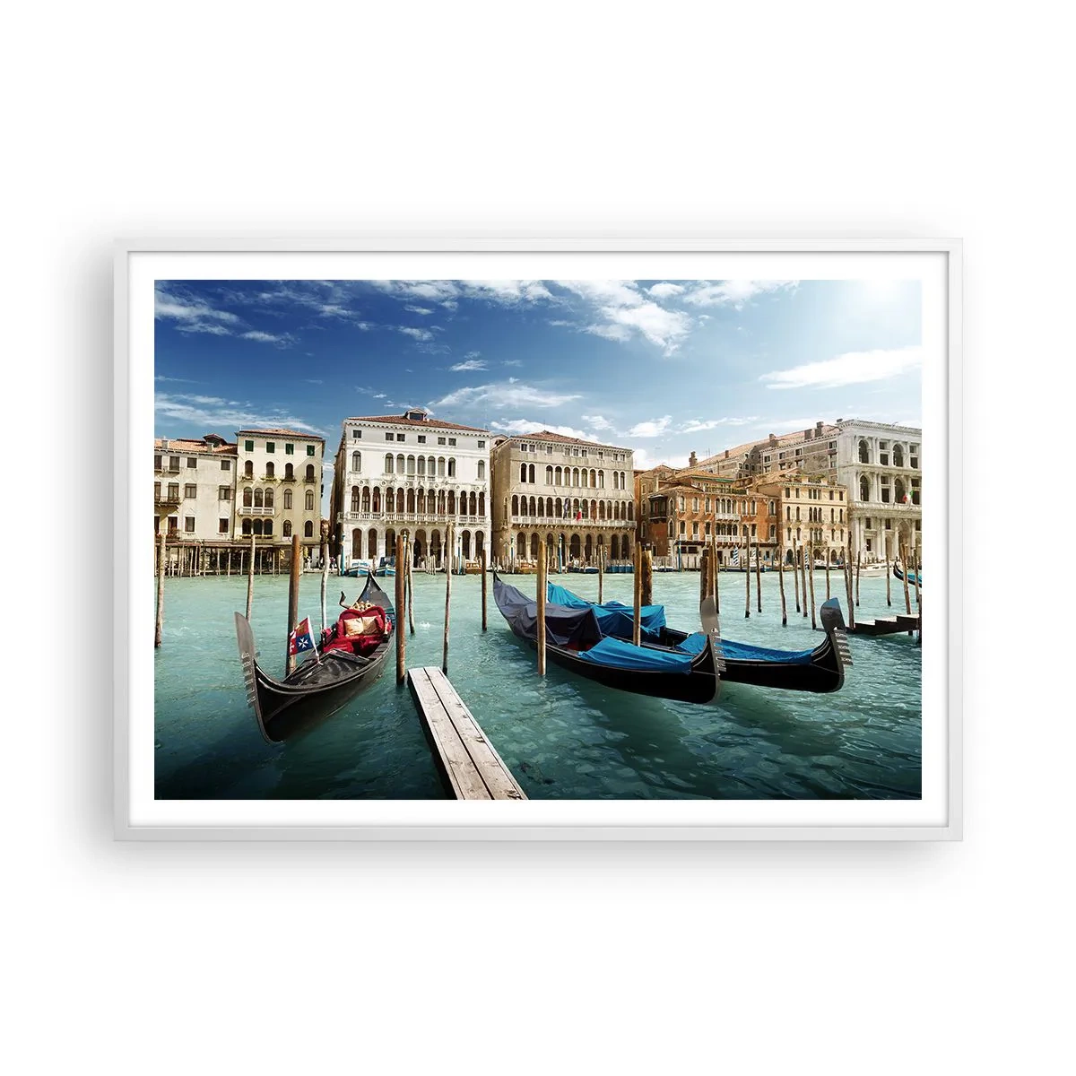 Plakát v bílém rámu - Paláce v modři - 100x70 cm