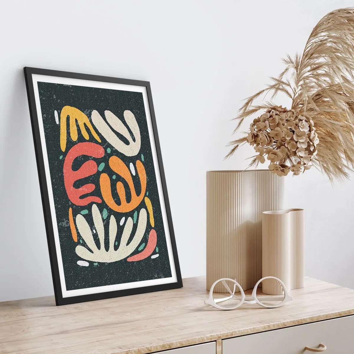 Plakát v černém rámu - Kompozice – hned tě chytím - 70x100 cm