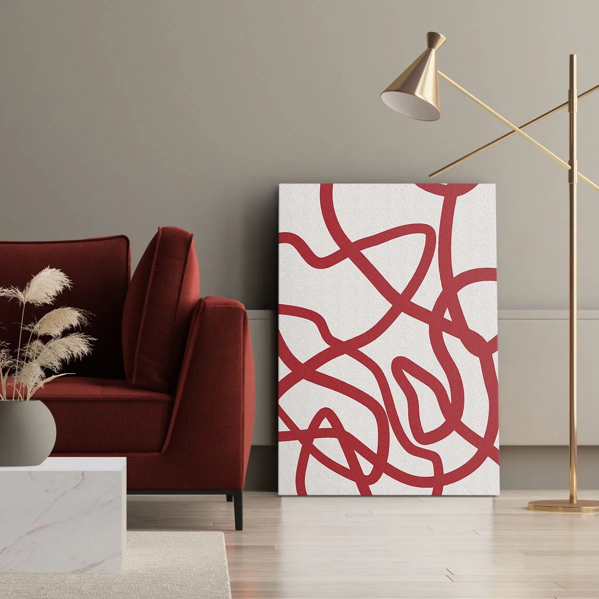 Obraz na plátně - Červené na bílém - 50x70 cm
