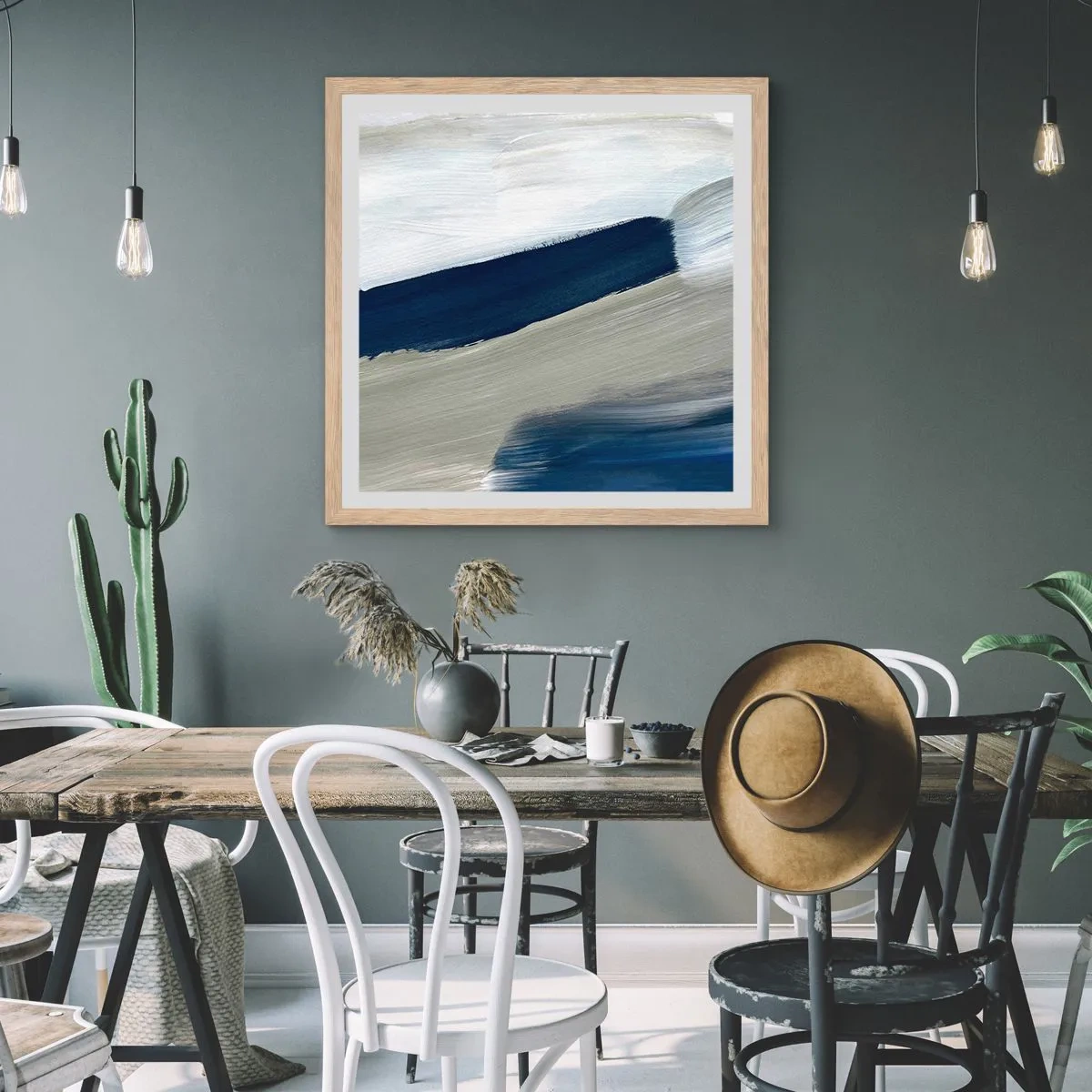 Plakát v rámu světlý dub - Setkání s bílou - 40x40 cm