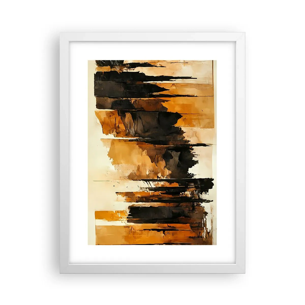 Plakát v bílém rámu - Harmonie černé a zlaté - 30x40 cm
