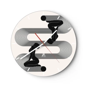 Nástěnné hodiny - Grafická symetrie s ženskými siluetami a geometrickými liniemi - 30x30cm - Smyslná symetrie - Moderní nástěnná dekorace do obývacího pokoje, kuchyně a ložnice ARTTOR
