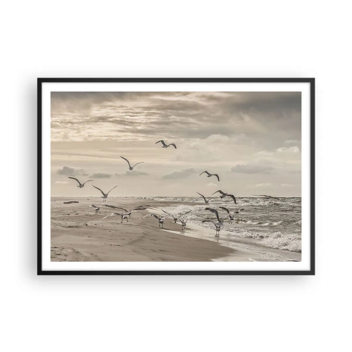 Plakát v černém rámu - Šumění moře, zpěv ptáků - 100x70 cm